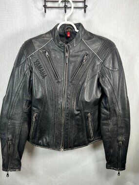 Yamaha Genuine Leather Motorcycle Jacket Women's Size Small Black
